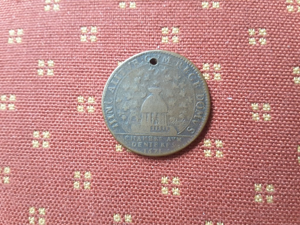 q Frankrijk 1671 rekenpenning, Lodewijk XIV, De Zonnekoning., Verzenden, Brons, Buitenland