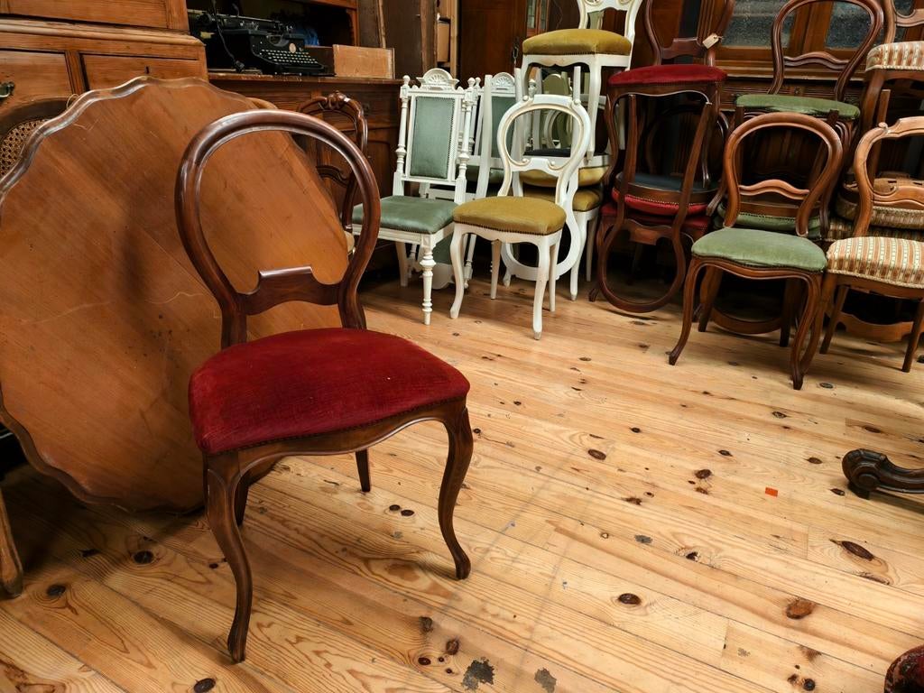 OPRUIMING | Antieke Biedermeier Stoel | Velours | Per stuk, Ophalen of Verzenden