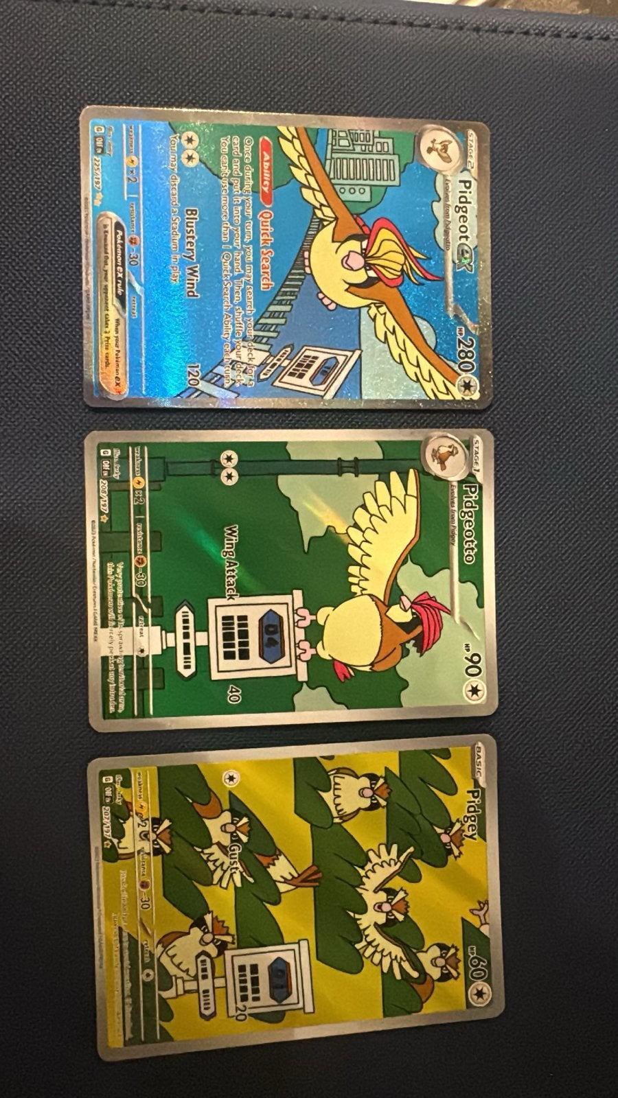 Pidgey, Pidgeotto, Pidgeot Evolutie Lijn Pokémon Kaarten, Ophalen of Verzenden, Zo goed als nieuw, Meerdere kaarten