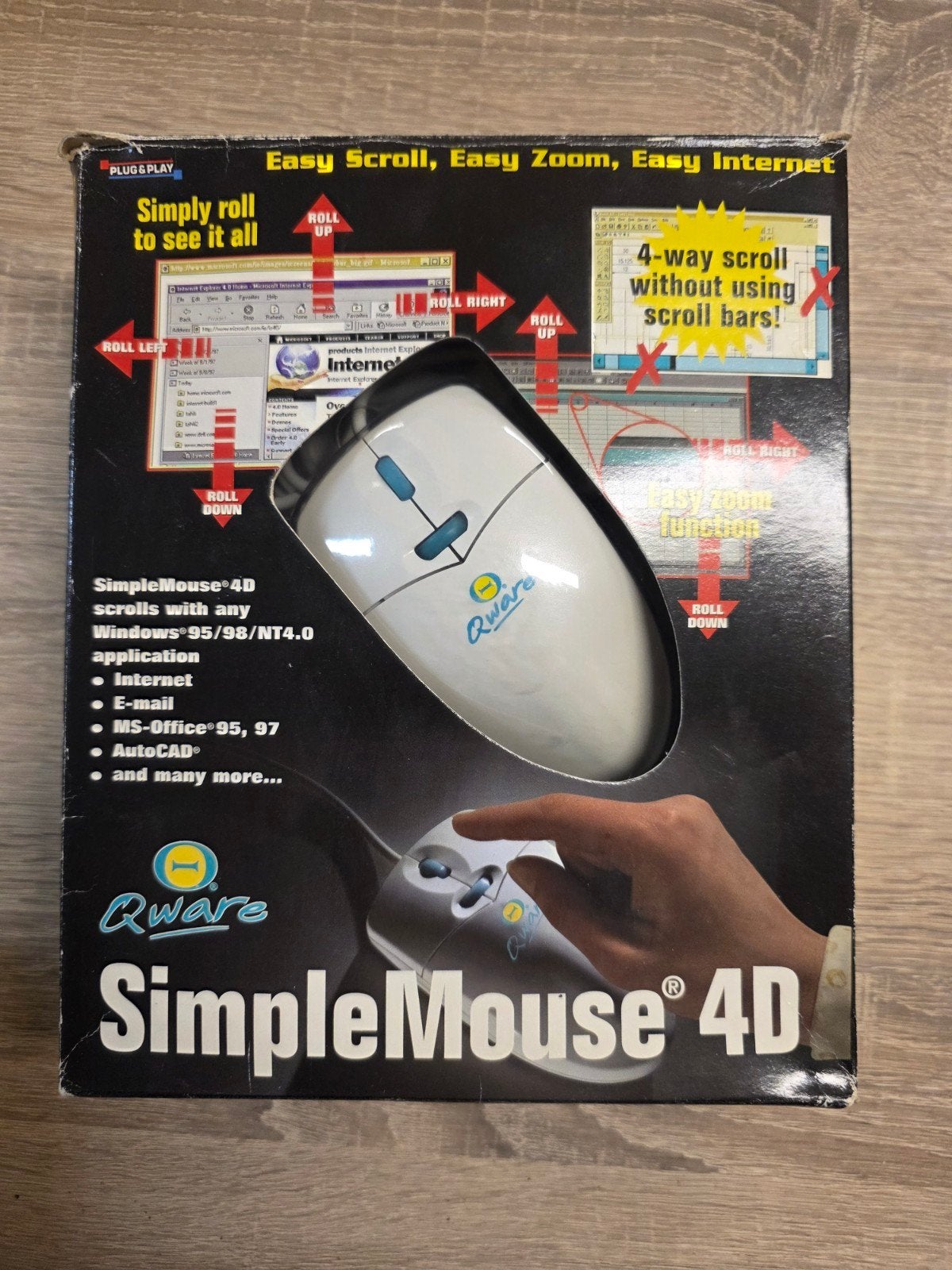 Vintage Qware SimpleMouse 4D Nieuw in doos Pc muis Computer, Computers en Software, Muis, Qware, Onbekend, Nieuw