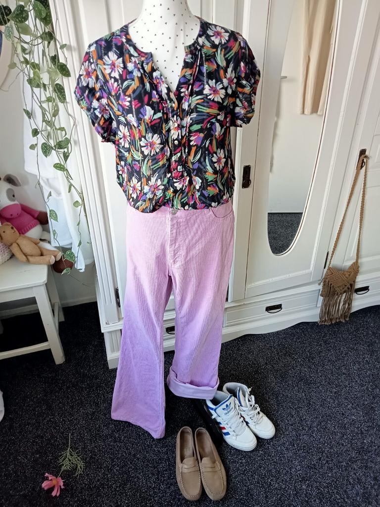 Paprika blouse maat L met bloemenprint, Overige kleuren, Maat 42/44 (L), Ophalen of Verzenden, Zo goed als nieuw