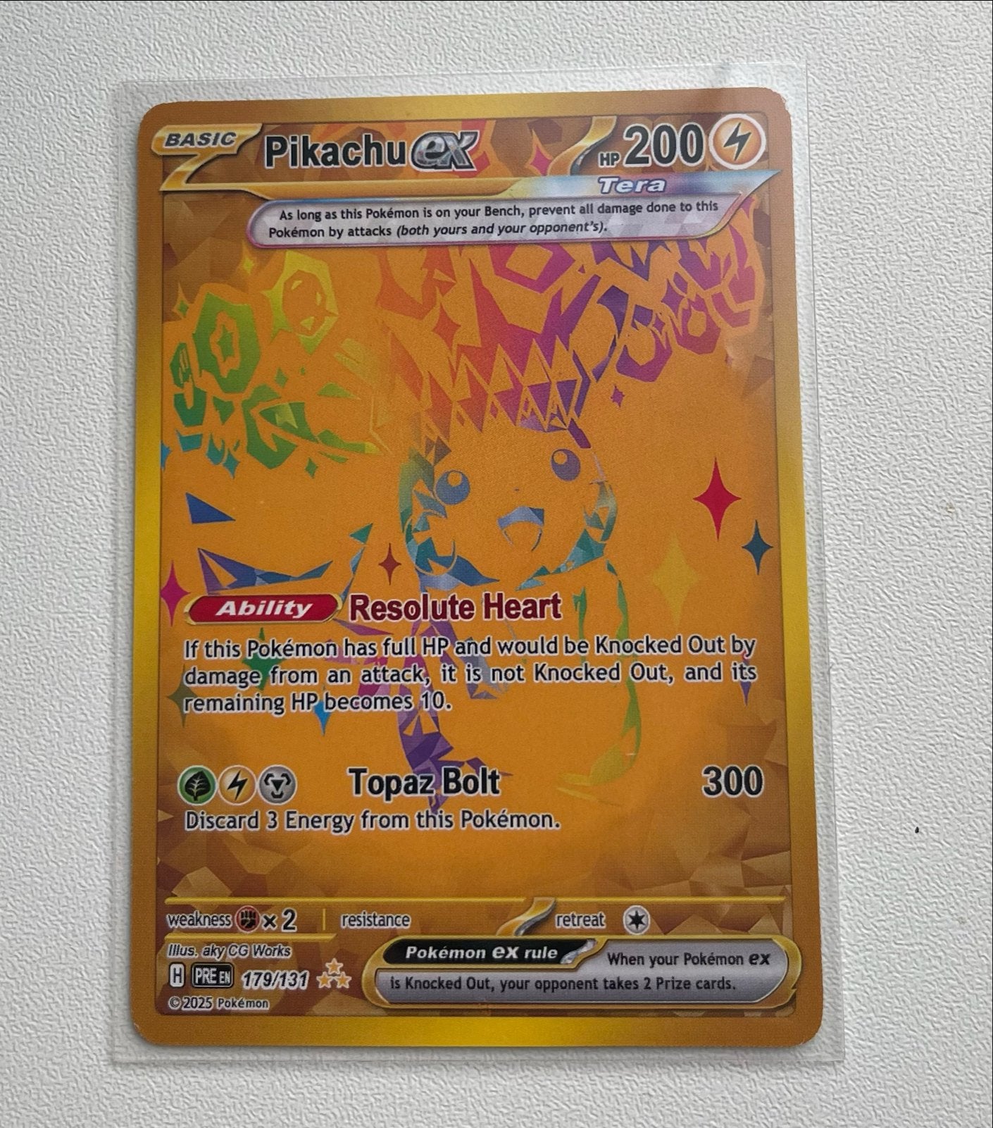 Pikachu ex 179/131 Tera Gold Pokémon Kaart, Verzenden, Zo goed als nieuw, Losse kaart, Foil