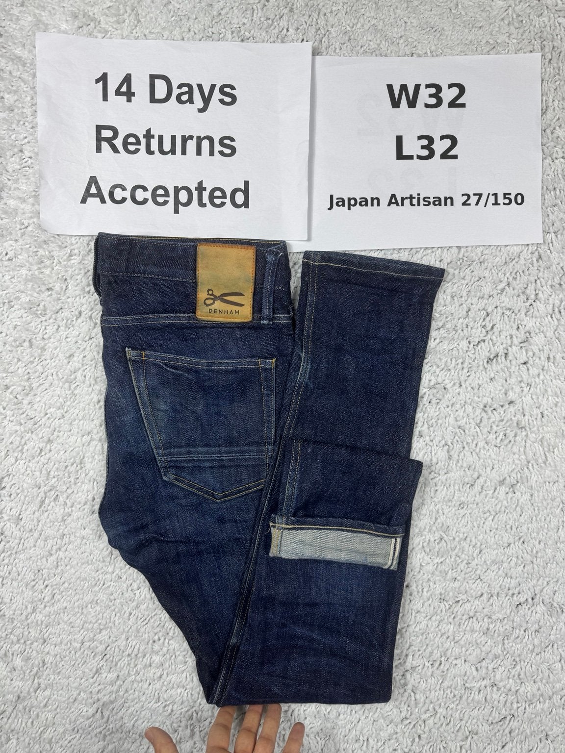 Denham Razor Japan Artisan Selvedge Slim Fit W32 L32 3348, G, G, Blauw, G