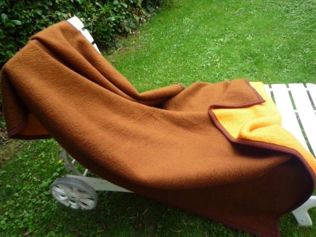 Dralon deken 225 x 160 cm 1pers Real bruin-oranje, Ophalen of Verzenden, Gebruikt