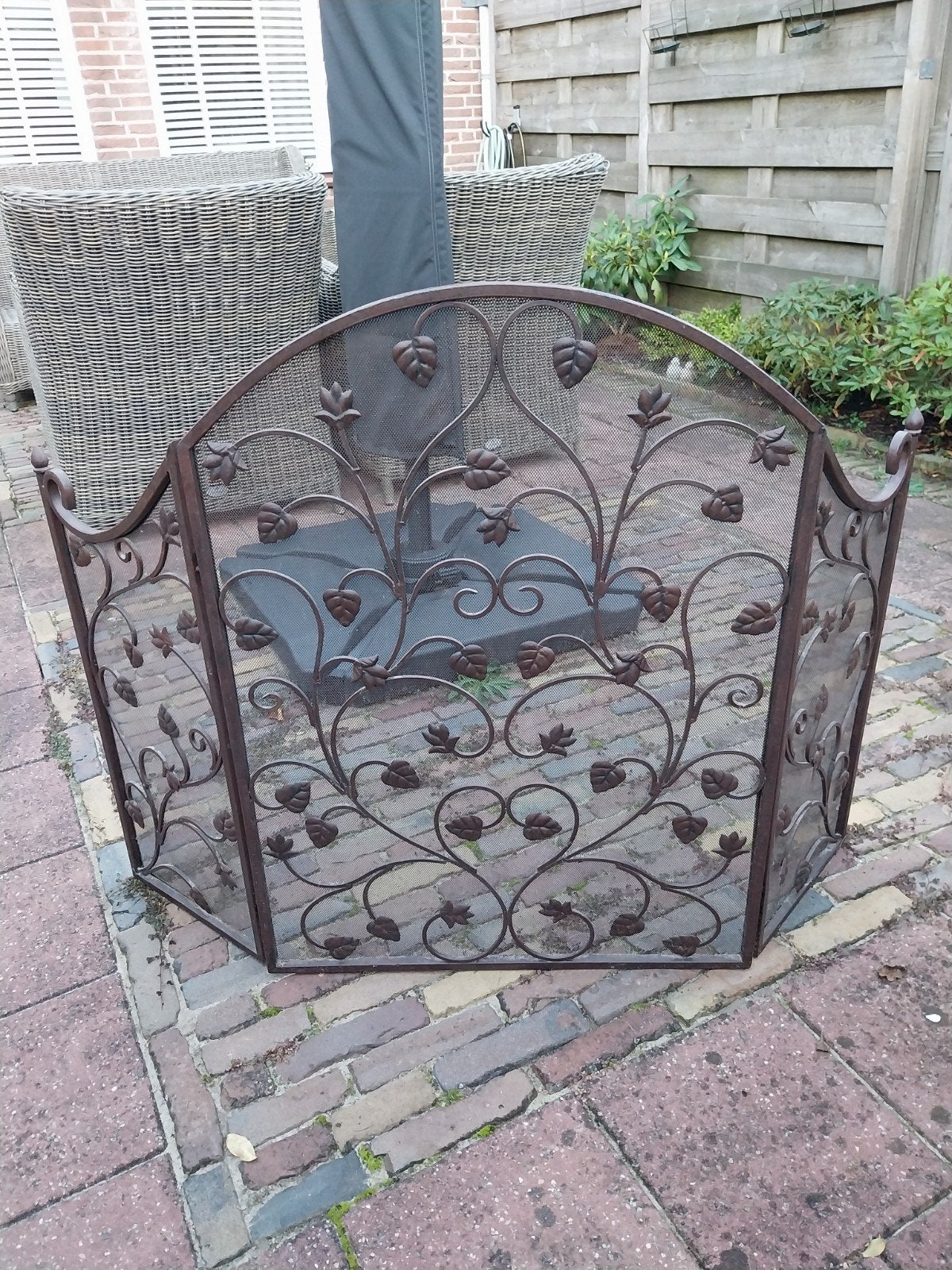 Haardscherm van smeedijzer, Ophalen of Verzenden, Vrijstaande haard, Houthaard