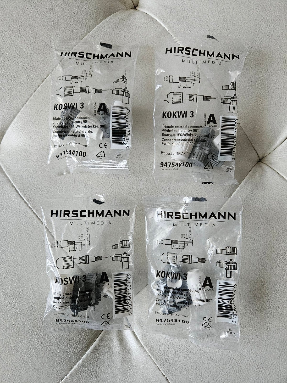 Hirschmann multimedia 2x male en 2x female coaxial connector, Ophalen of Verzenden, Nieuw, Coaxiale kabel