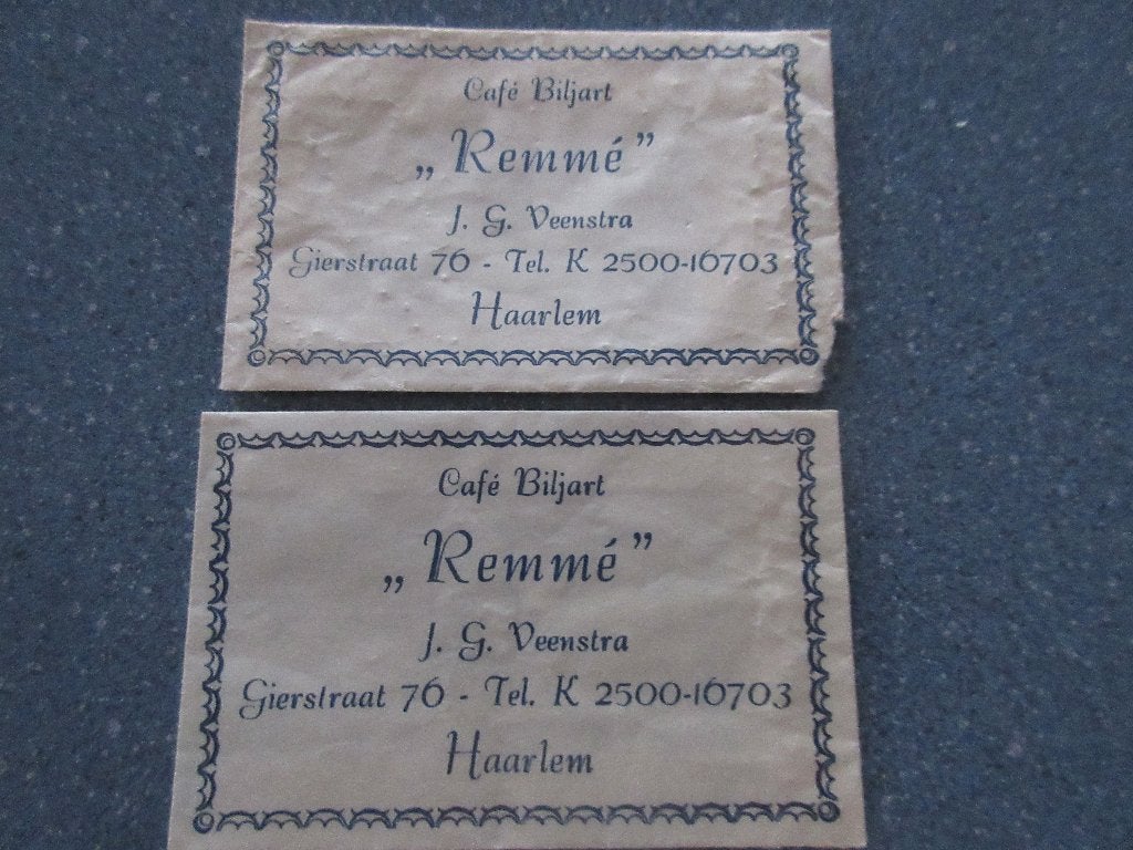 2 x Haarlem, café-biljart Remmé, Verzenden, Nederland
