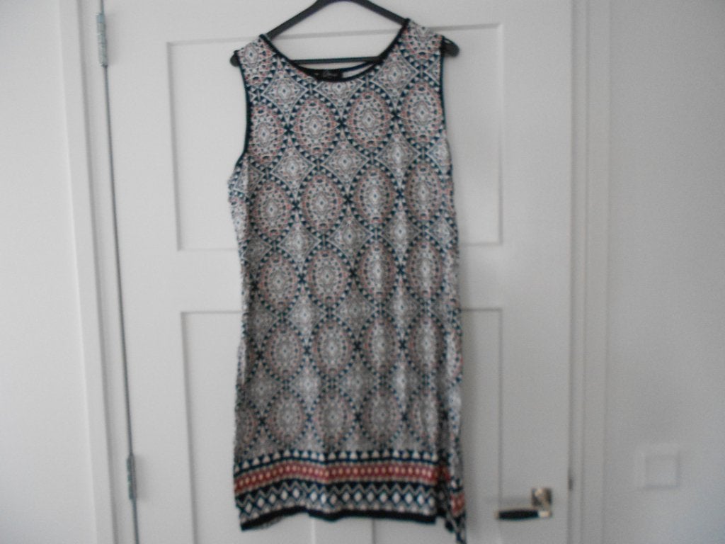 Yessica jurk met patroon, zwart/wit/brique, maat XL, Yessica, Maat 46/48 (XL) of groter, Zo goed als nieuw, Knielengte