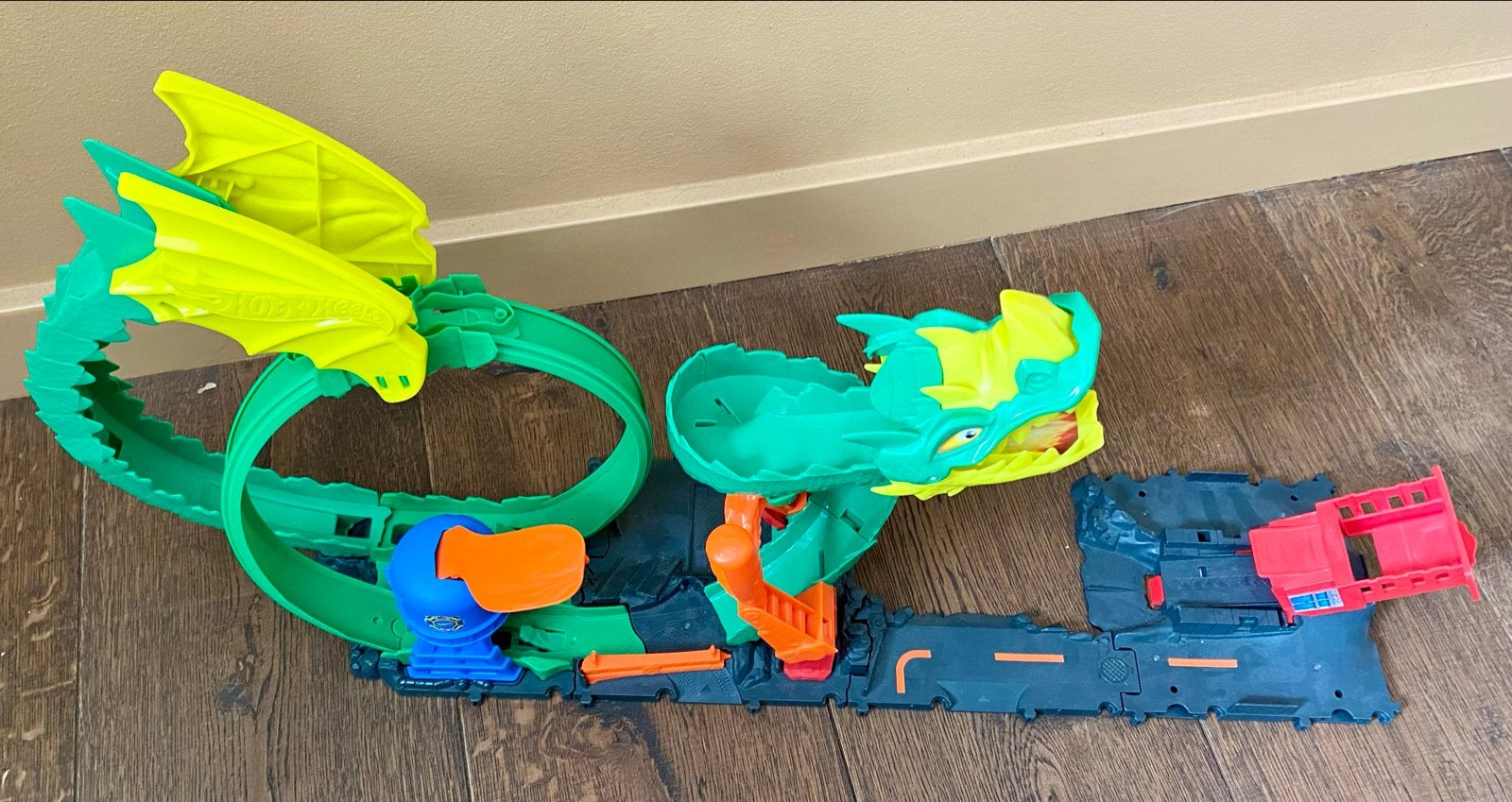 Hot Wheels Drakenbaan - Dragon Drive Fire Fight, Werkt goed!, Ophalen of Verzenden, Gebruikt