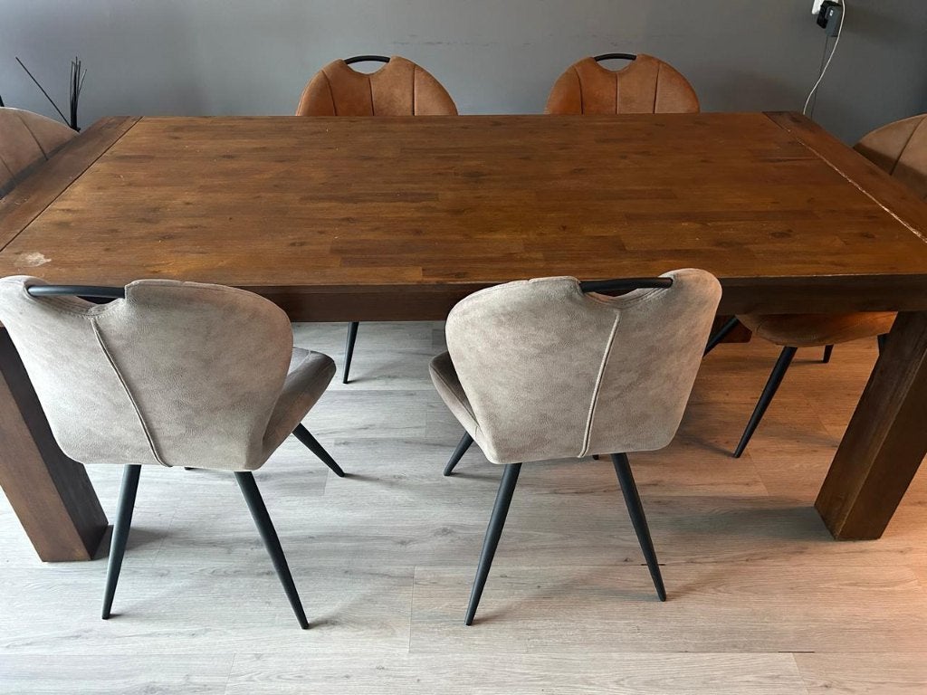 Prijs verlaagd! Houten eettafel, Ophalen, Gebruikt, 100 tot 150 cm, 200 cm of meer