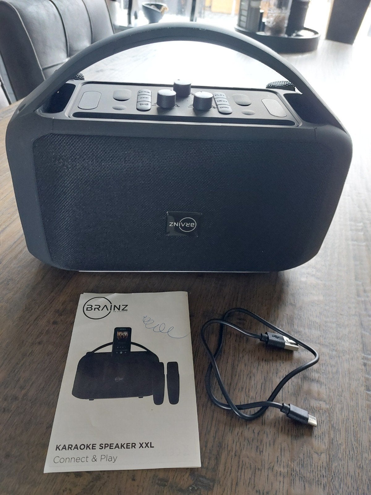 Brainz Karaoke Speaker XXL met 2 microfoons, Ophalen of Verzenden, Complete set