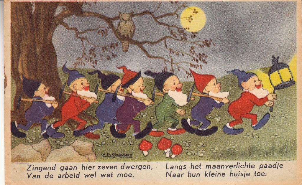 Willy Schermelé  -  Sneeuwwitje , zingende dwergen    =0026=, Ophalen of Verzenden, 1940 tot 1960, Ongelopen