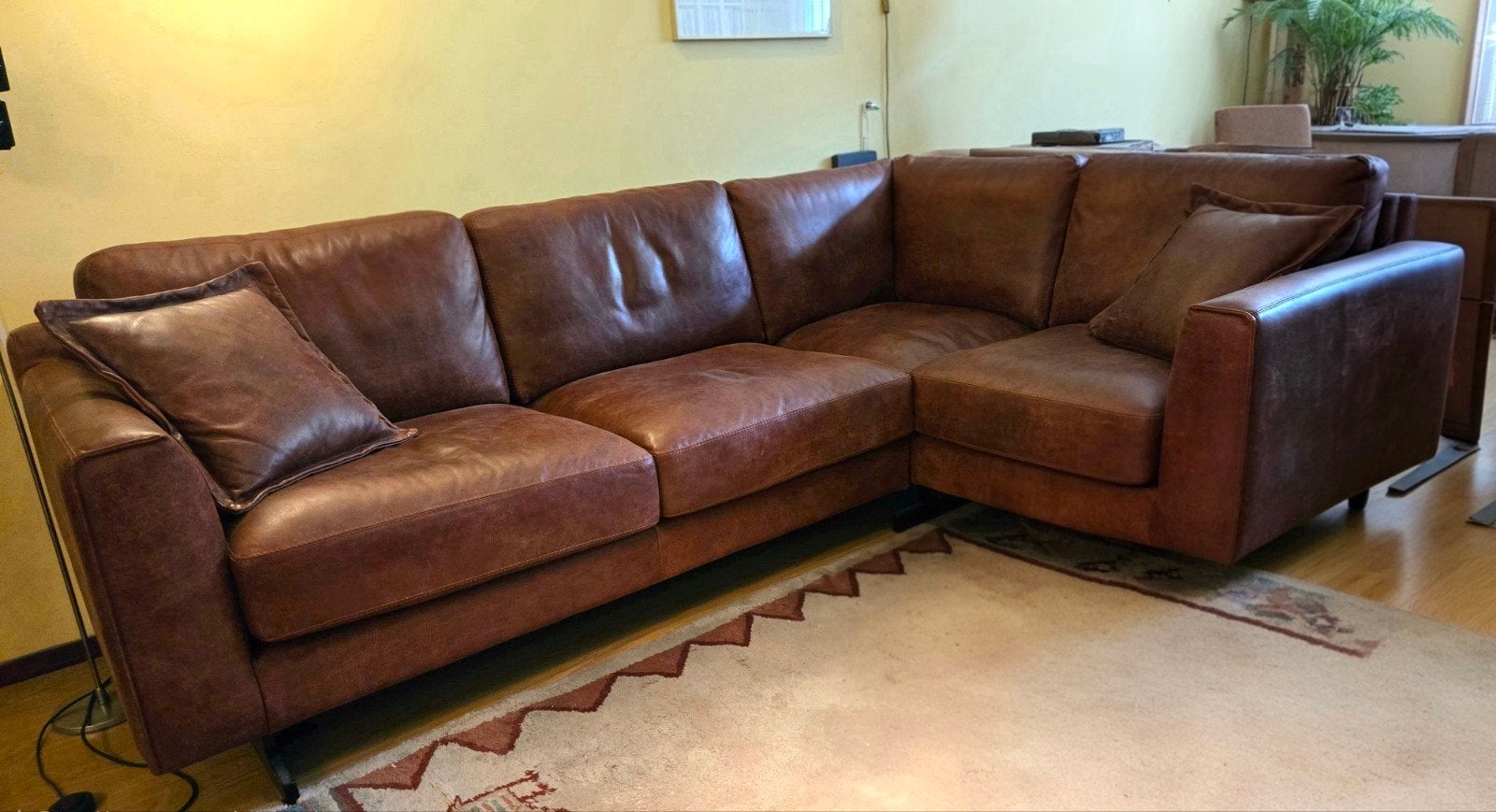 Te koop: echt leren Lederland Milan hoekbank, Huis en Inrichting, Banken | Bankstellen, Ophalen, 250 tot 300 cm, 100 tot 125 cm