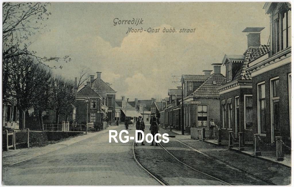 Ansichtkaart Briefkaart Straatbeeld Gorredijk tramspoor 1908, Ophalen of Verzenden, Voor 1920, Gelopen, Friesland