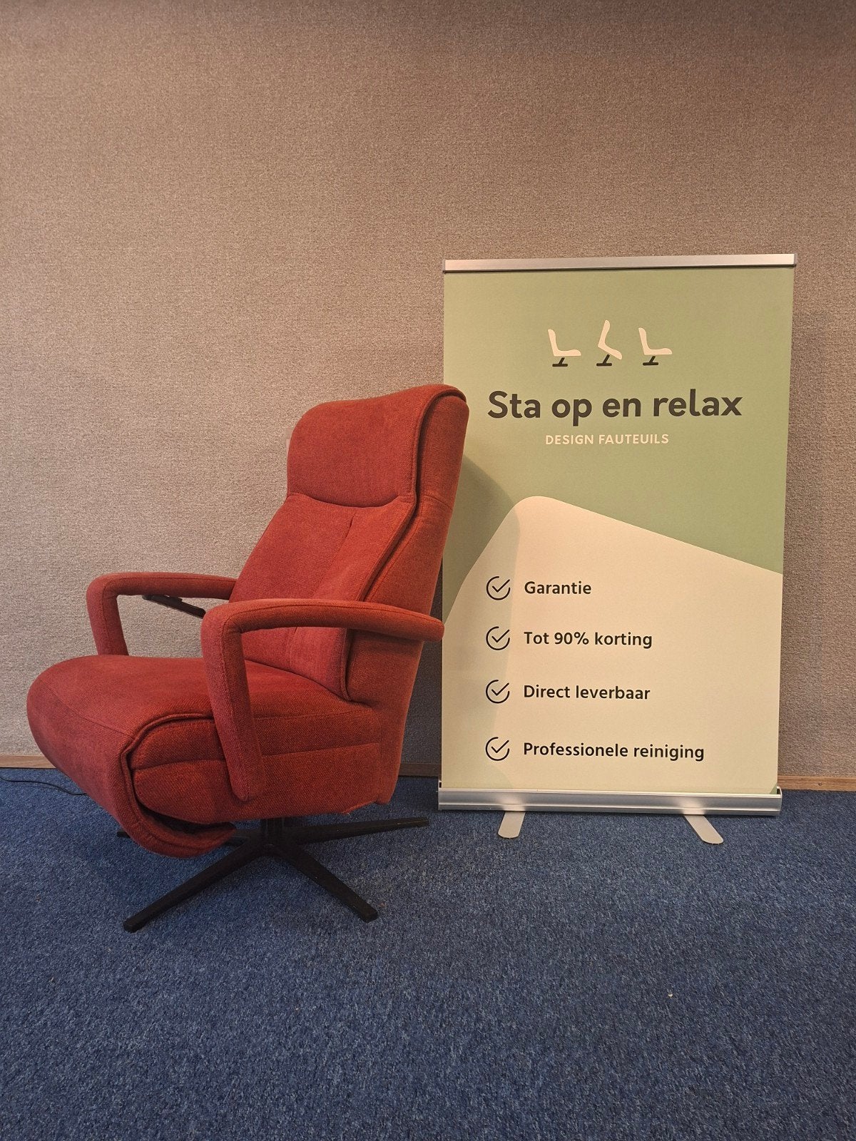 sta op relax fauteuil Prominent Stockholm ZGAN extra luxe., Minder dan 75 cm, Hoofdstraat 60 Schijndel, Ophalen of Verzenden, Zo goed als nieuw