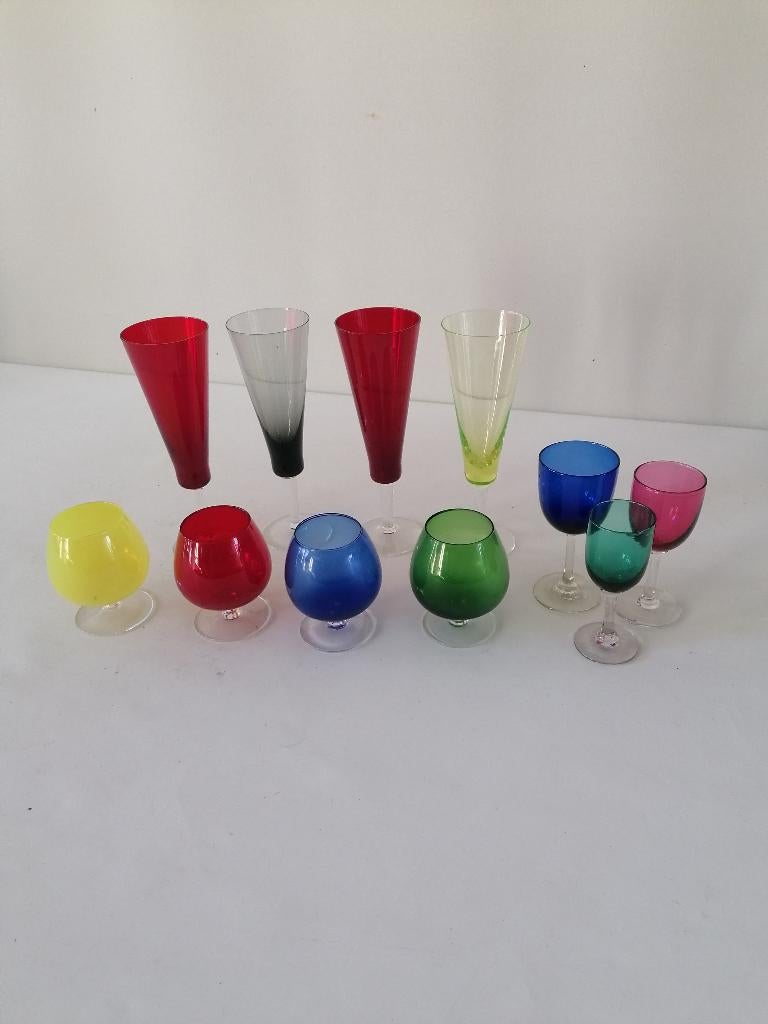 vintage gekleurde glazen (carnaval), Antiek en Kunst, Ophalen of Verzenden