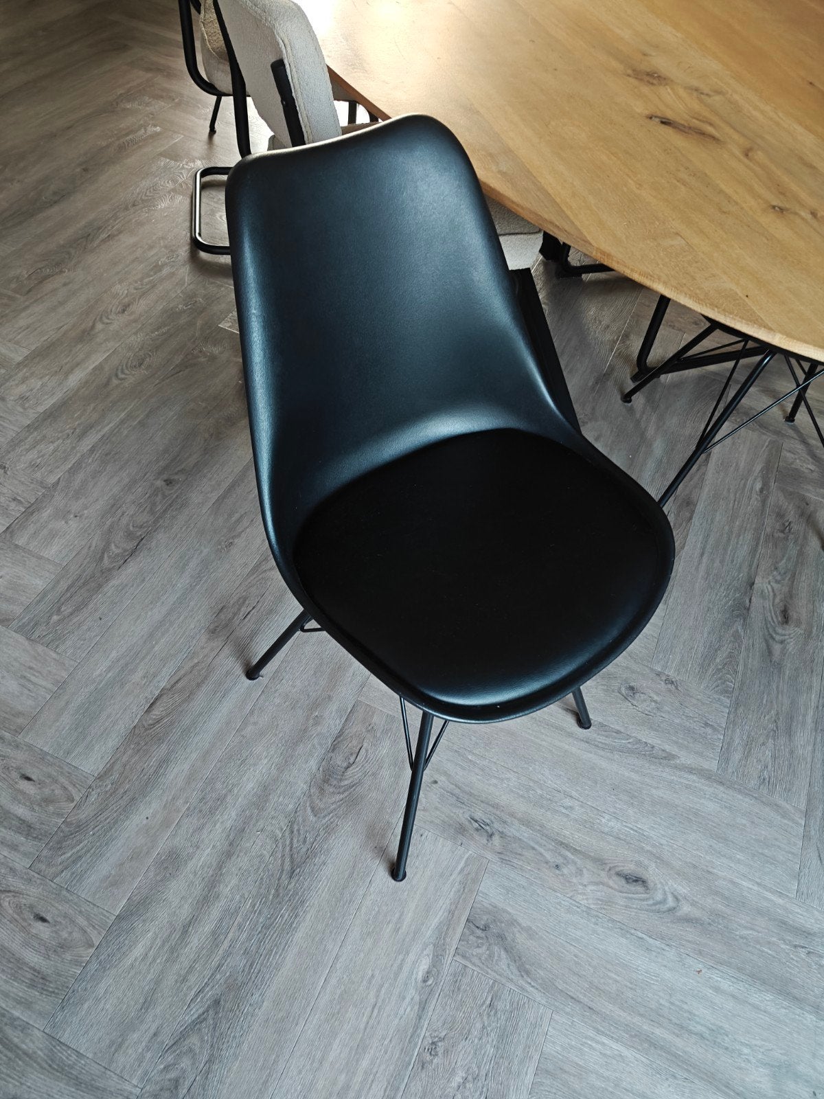 4x Zwarte Eetkamerstoelen met Zwart Onderstel, Huis en Inrichting, Stoelen, Ophalen, Gebruikt, Zwart, Vier