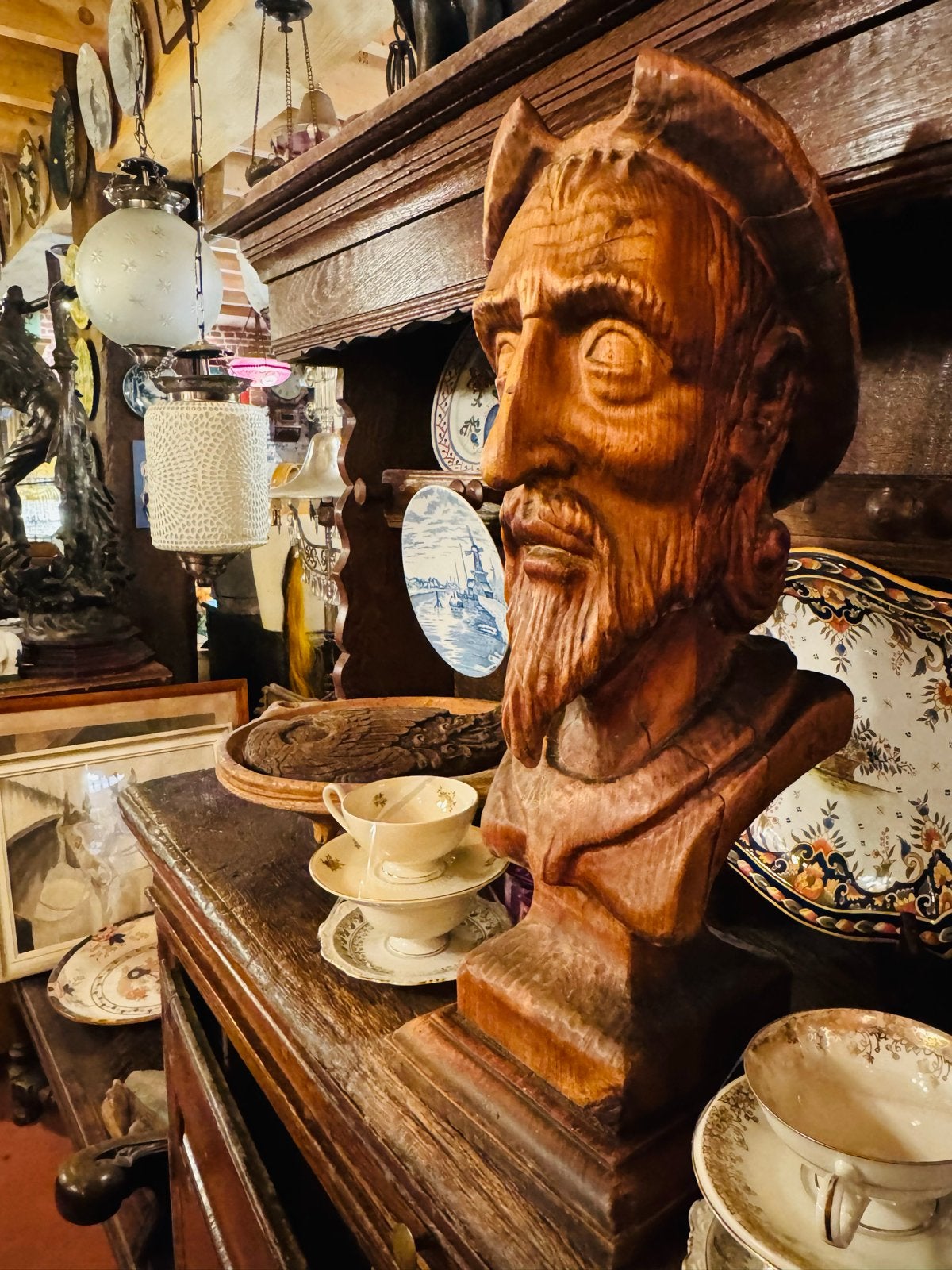 Houten Buste Don Quichot, Buste, Ophalen of Verzenden, Handgemaakt, Hout