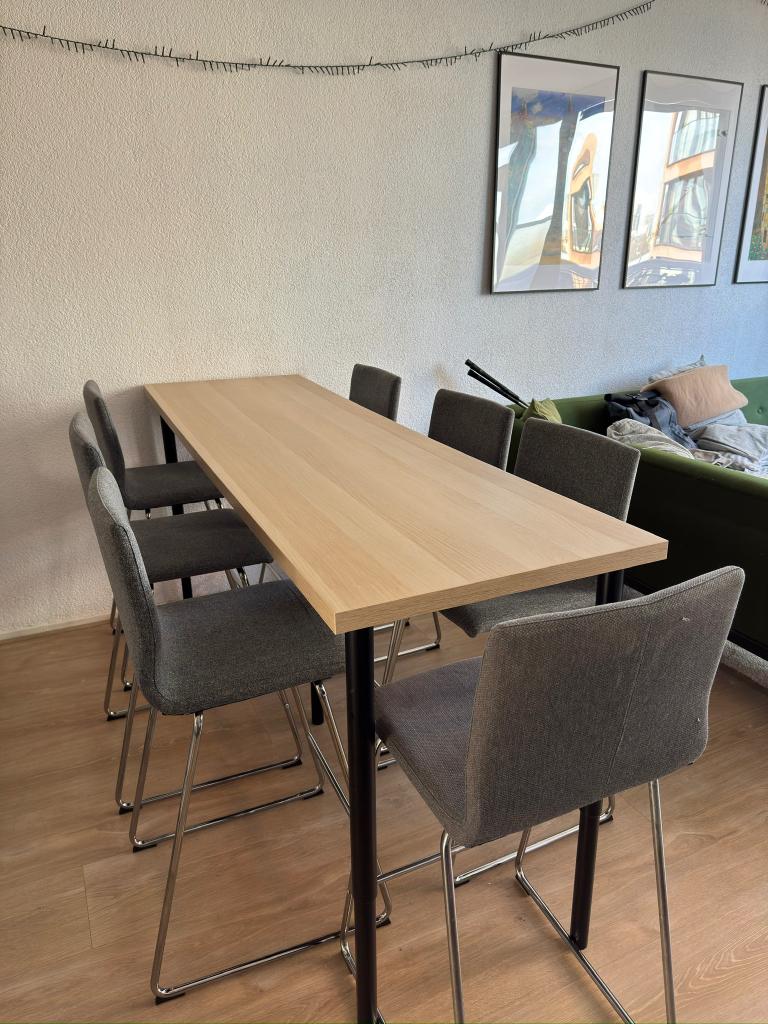 3 barstoelen / eetkamerstoelen Ikea Volfgang grijs, Ophalen, Drie, Zo goed als nieuw, Stof