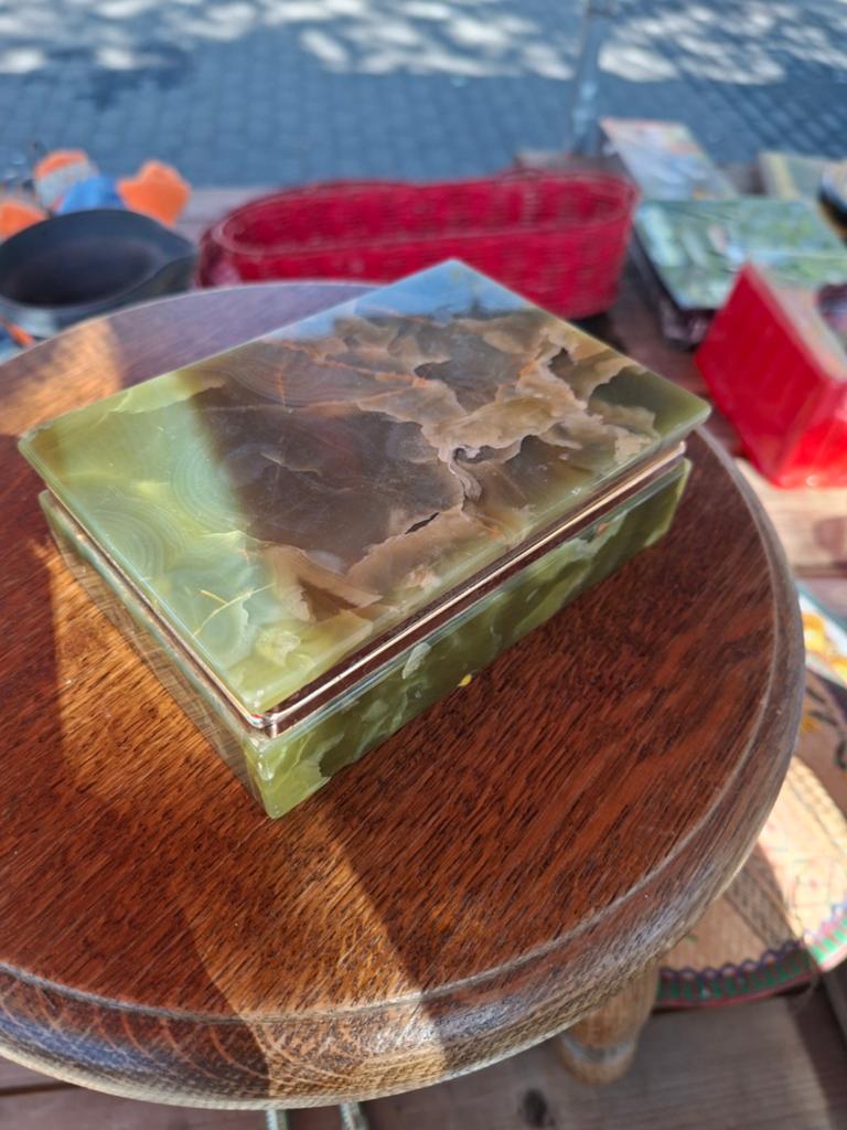 Vintage Groen Onyx Marmeren Sieraden/Sigarettendoosje Italië, Ophalen of Verzenden