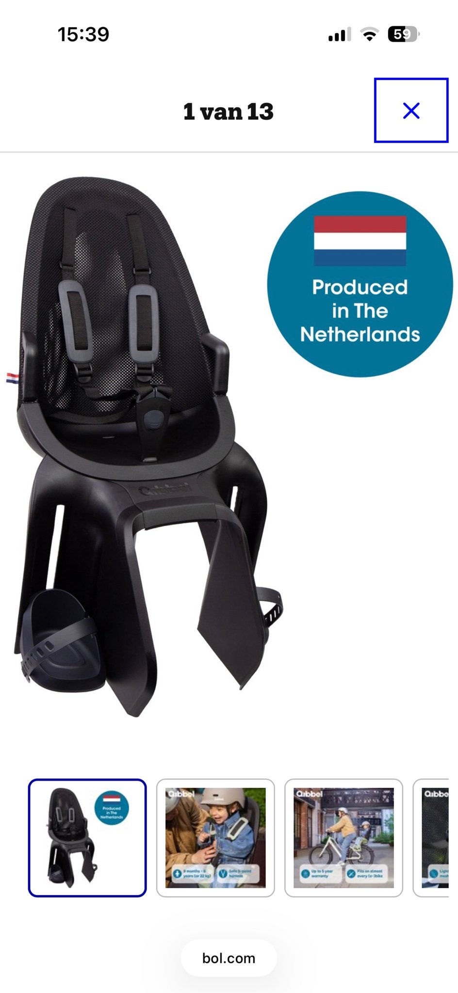 Qibbel fietsstoeltje - helemaal nieuw!, Fietsen en Brommers, Ophalen, Nieuw