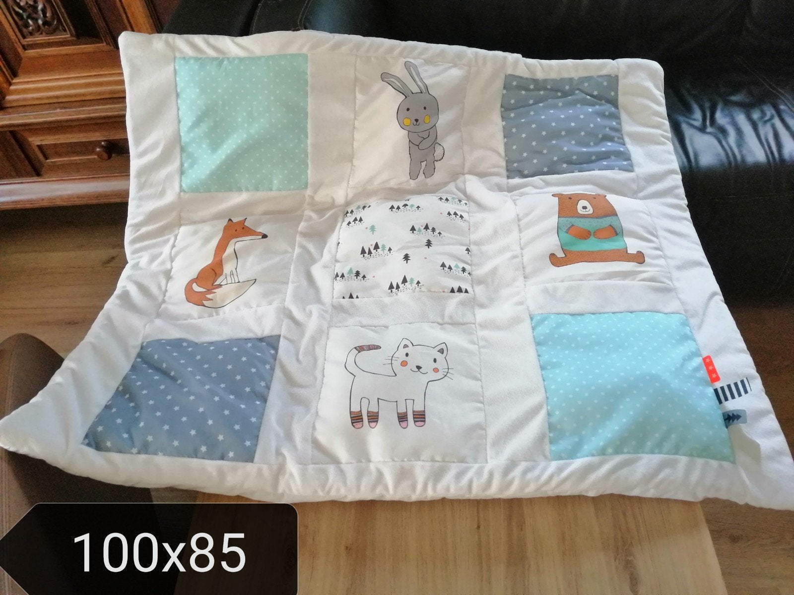 Hema Baby deken met dierenprint - 100x85 cm, Ophalen of Verzenden, Zo goed als nieuw, Meerkleurig, Deken