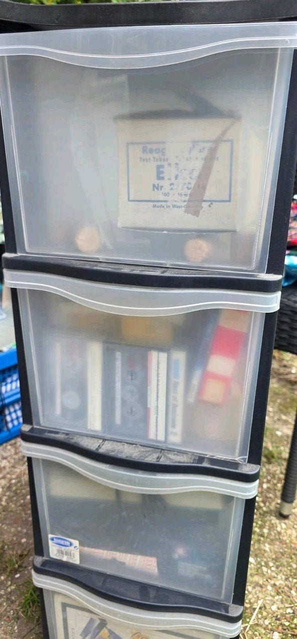 Kunststof ladekast met 4 laden - zwart/transparant, Ophalen, Gebruikt