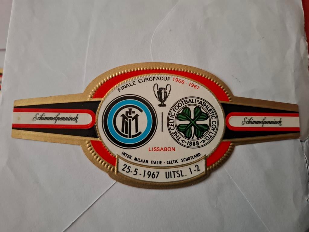 Sigarenbandje Inter Milaan  - Celtic 1967, Verzamelen, Ophalen of Verzenden, Nieuw, Sigarenbandjes