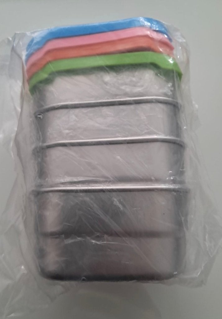 4 roestvrijstalen (RVS) vershoudbakjes (+ bundel kado), Overige materialen, Overige merken, Nieuw, Ophalen of Verzenden