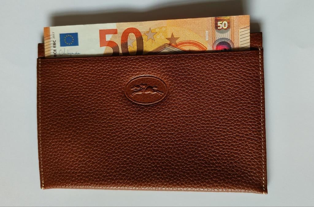 Longchamp leren wallet voor papiergeld - 3 vakken, Overige merken, Bruin, Verzenden, Zo goed als nieuw