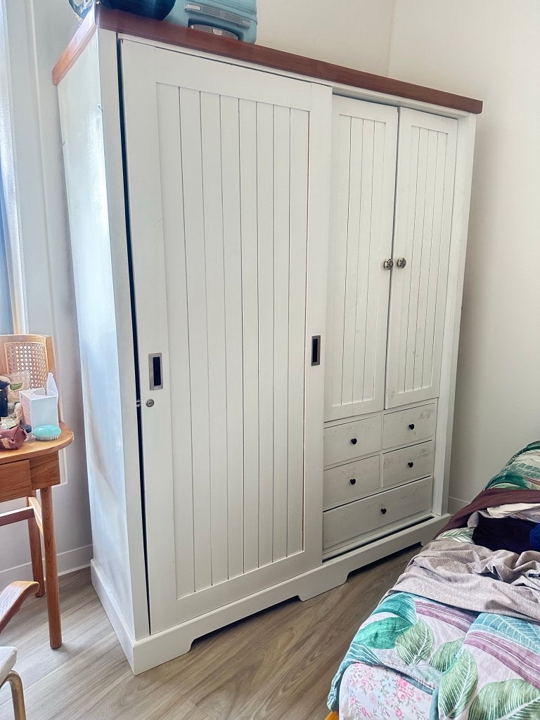 GRATIS, ZSM OPHALEN, Houten kledingkast uit Indonesie, Gebruikt, 150 tot 200 cm, Teakhout, Masief hout, minimalist