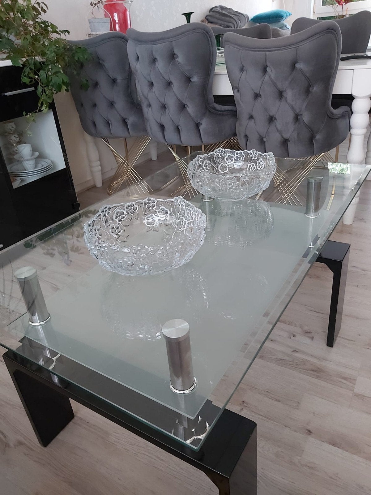 Glazen Salontafel, Huis en Inrichting, Tafels | Salontafels, Ophalen, Gebruikt, 100 tot 150 cm, 50 tot 100 cm