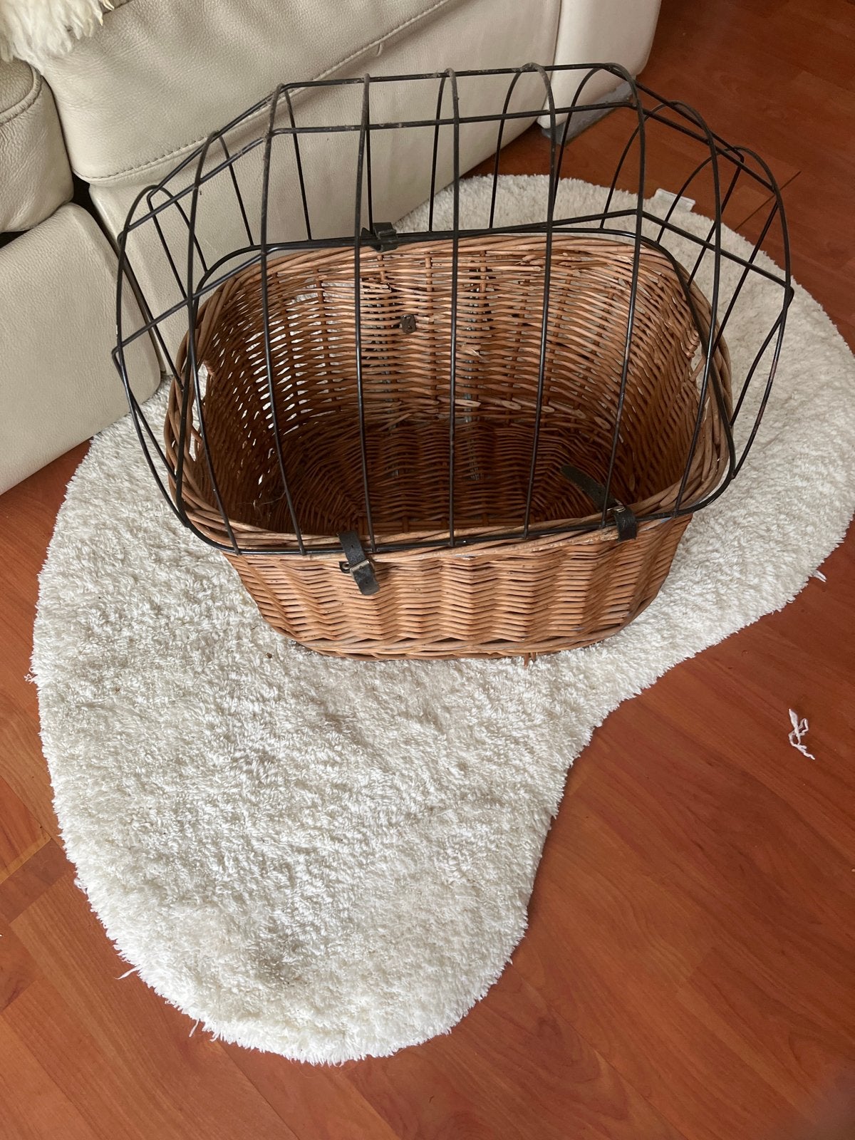Fietsmand met rek - rieten mand hond, Ophalen, Gebruikt, Fietsmand, Stuurbevestiging