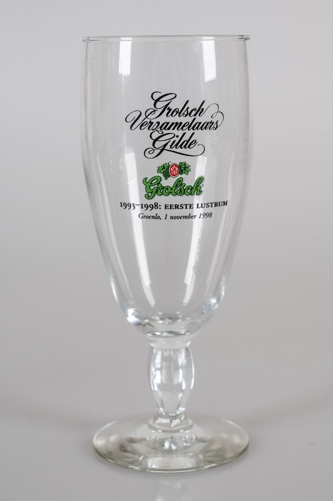Grolsch Verzamelaars Gilde glas 1e Lustrum 1998, Ophalen of Verzenden, Gebruikt, Glas of Glazen, Grolsch