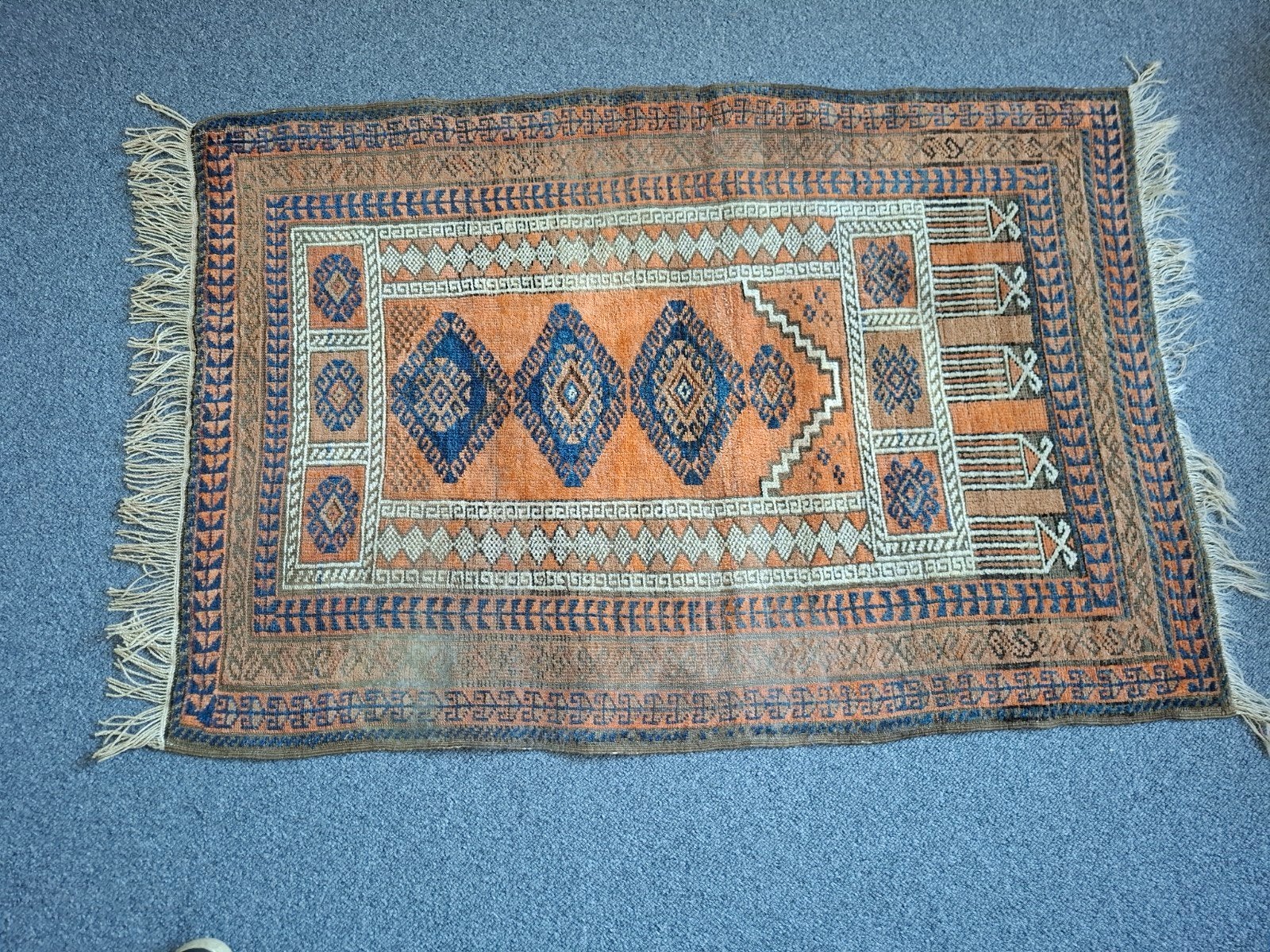 vintage perzisch tafelkleed 50er jaren, Ophalen, 90 cm, Bruin, Gebruikt