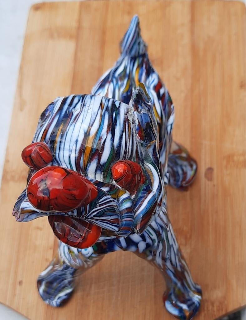 Murano Millefiori Glazen Hond met Beschadigde Oren, Ophalen of Verzenden
