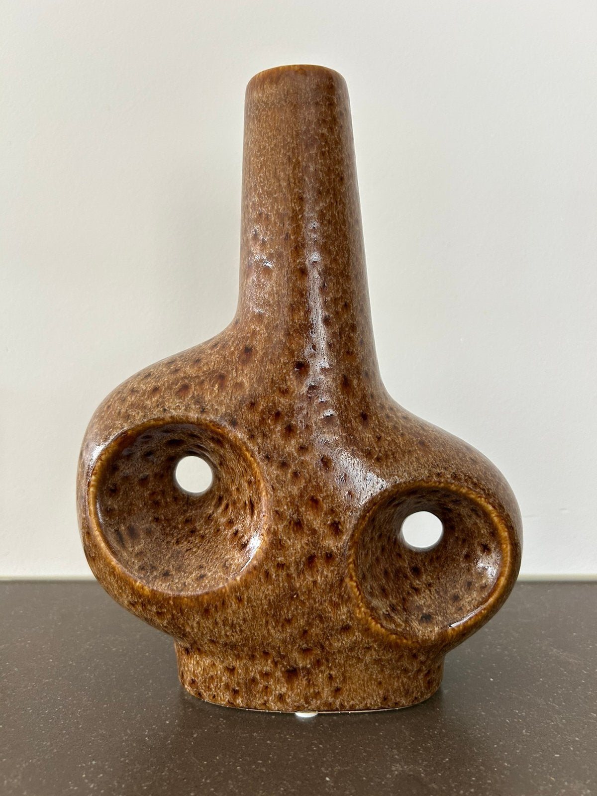 Bruin gevlekte design vaas, Ophalen, Bruin, 25 cm, Zo goed als nieuw