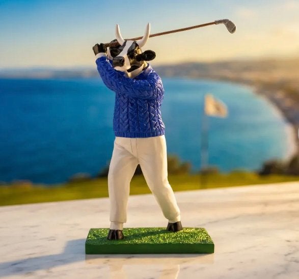 Nieuw Cow Parade koe Golfer Côte d'Azur gratis verzending., Ophalen of Verzenden, Beeld, Handgemaakt