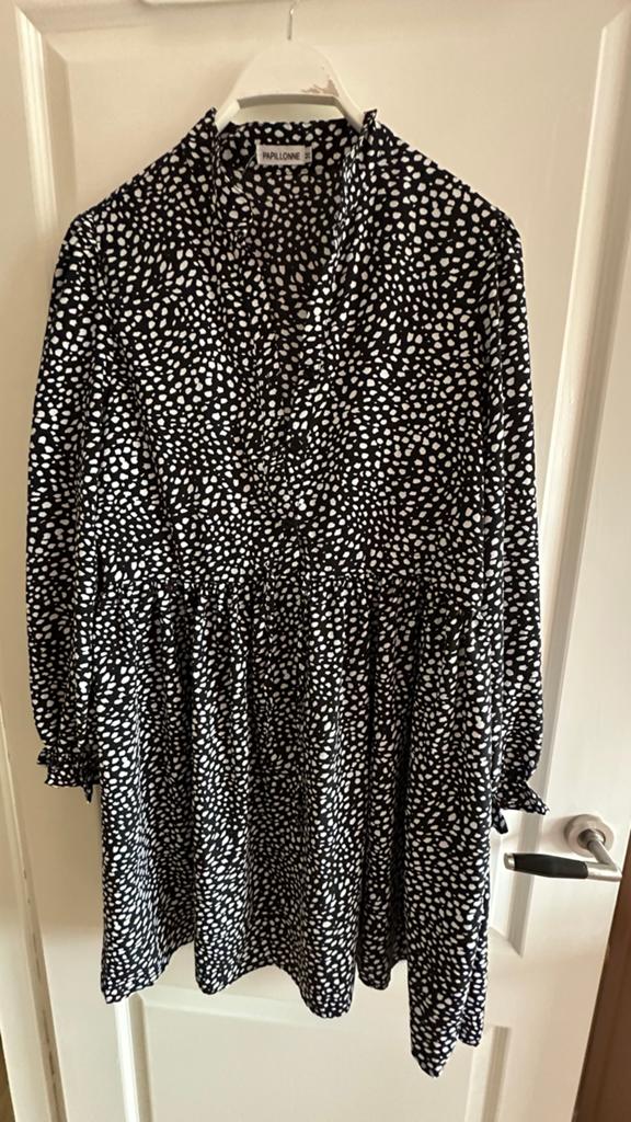 Papillonne Zwart-wit Jurk met Stippen - Maat M, Kleding | Dames, Ophalen of Verzenden, Zo goed als nieuw
