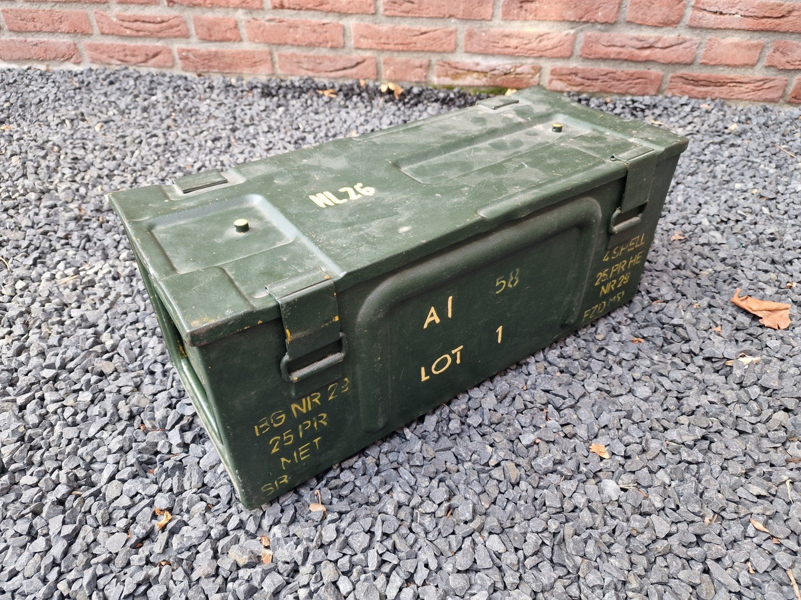 Militaire Munitiekist - Groen Metaal (20x20x48 cm), Verzamelen, Militaria | Algemeen, Ophalen of Verzenden, Landmacht, Nederland