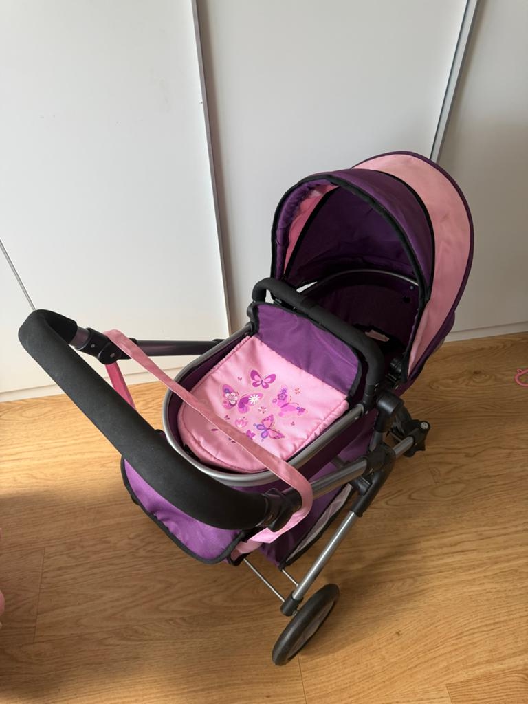 Poppenwagen met verstelbare duwstang + tasje, Gebruikt, Verstelbare duwstang, Ophalen, Kinderwagen