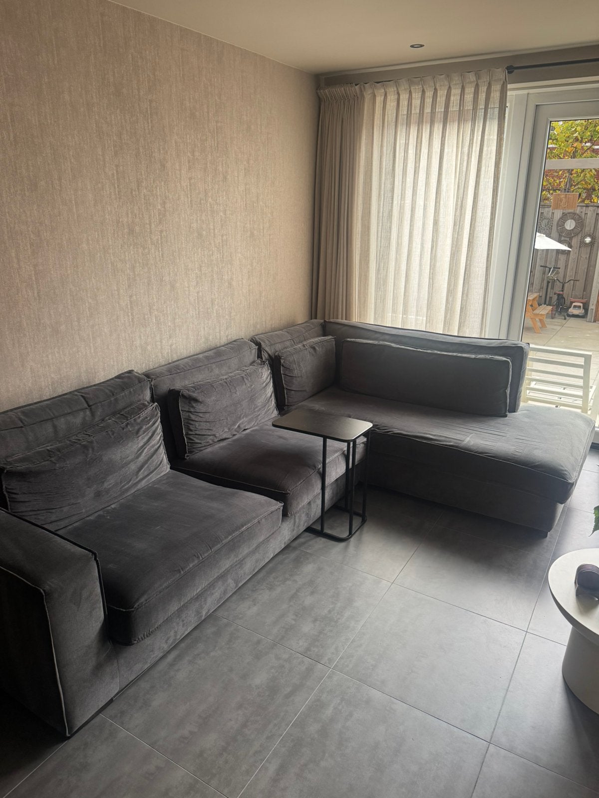 Antraciet grijze bank, Ophalen, Gebruikt, Stof, Suede