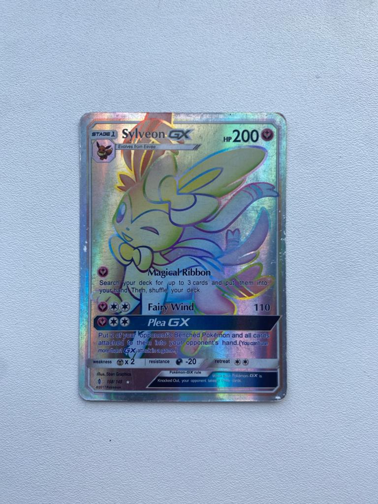 Sylveon GX Pokémon Kaart - Full Art Foil, Ophalen of Verzenden, Gebruikt, Losse kaart, Foil