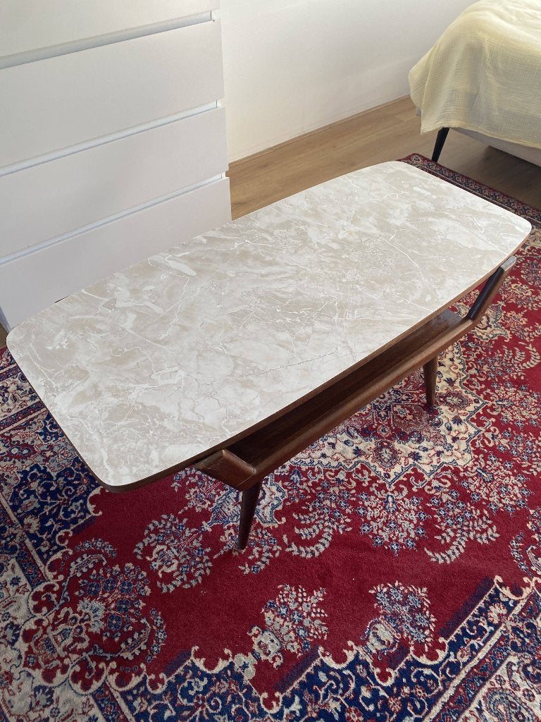 Vintage salontafel met dubbelzijdig blad, Ophalen, Gebruikt, 50 tot 100 cm, 100 tot 150 cm