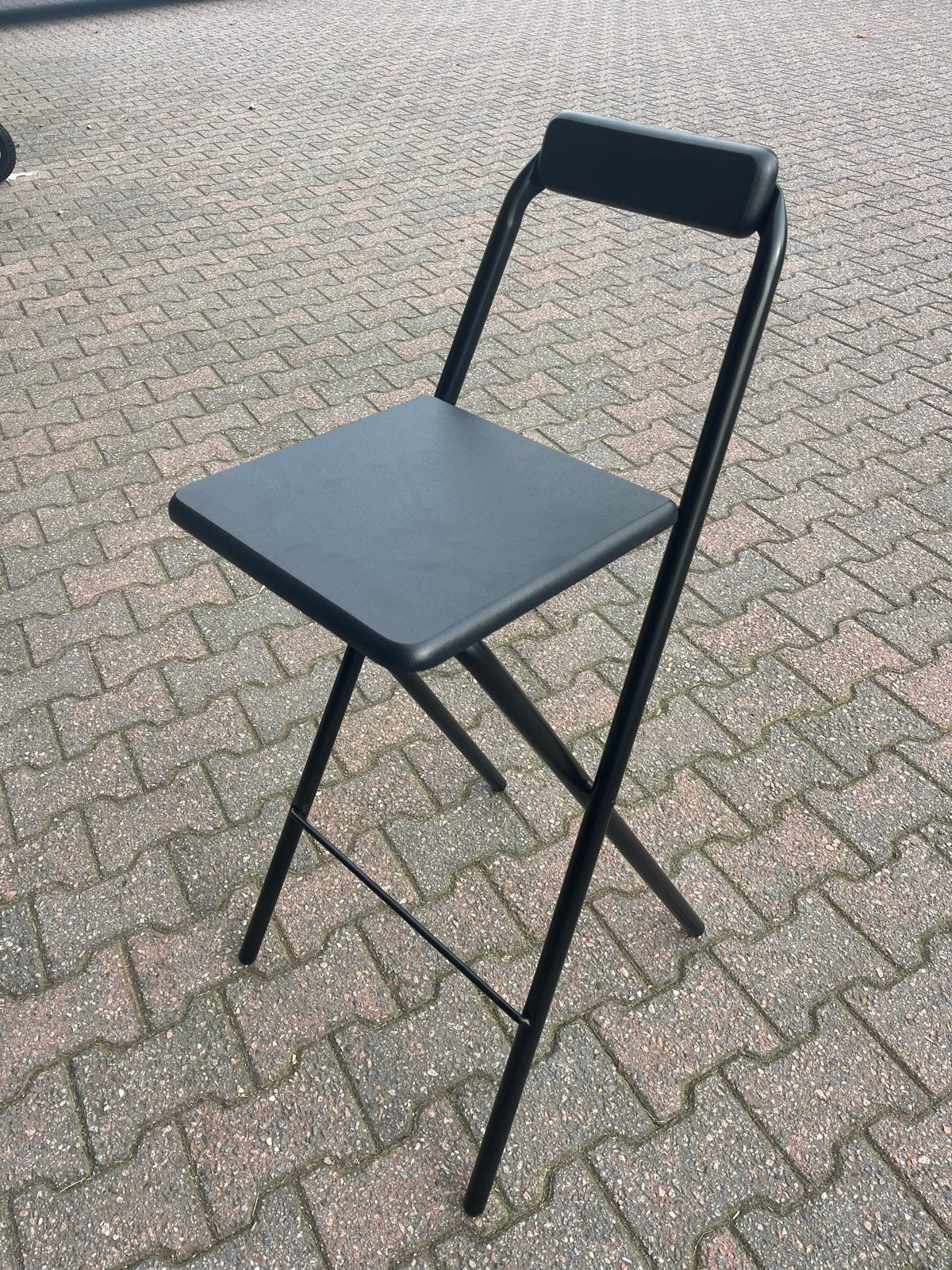 Alora Inklapbare Stoel Kruk Zwart met Voetsteun, Ophalen of Verzenden, Gebruikt, Staal