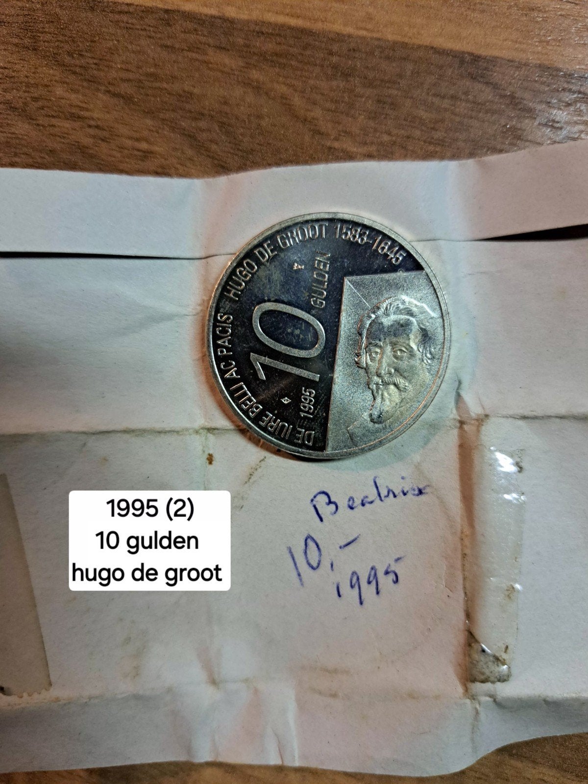 10 Gulden Hugo de Groot munt 1995 Beatrix, Koningin Beatrix, Zilver, Ophalen of Verzenden, Losse munt