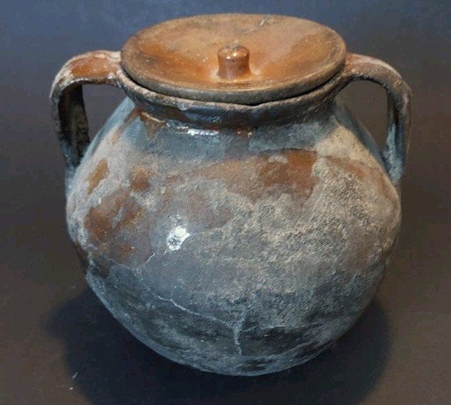 Antieke kookpot 19e eeuw aardewerk rustiek, Ophalen of Verzenden
