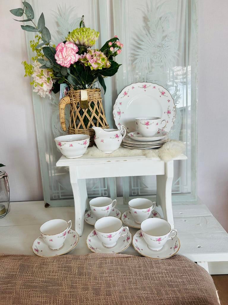 Royal Osborne antiek porseleinen rozen koffie thee set 6 per, Antiek en Kunst, Ophalen