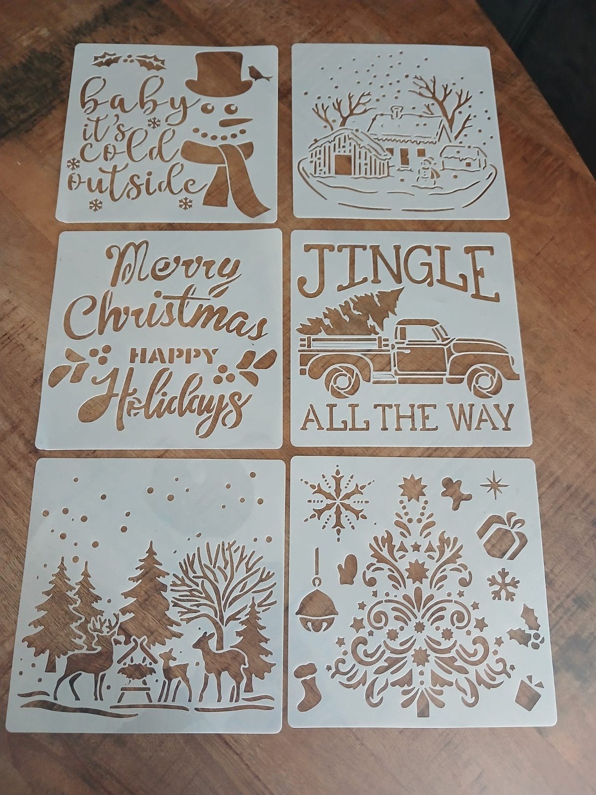 6 winter/ kerst sjablonen, ., Nieuw, Ophalen of Verzenden, Overige materialen
