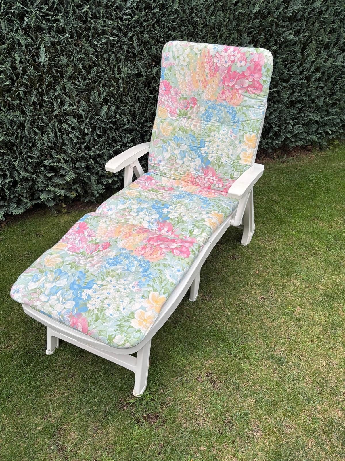 Witte kunststof ligstoel van Jardin, verstelbaar, Ophalen, Gebruikt, Kunststof, Verstelbaar